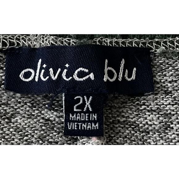 OLIVIA BLU LONG DOLMAN SLEEVES PULL-OVER TOP, WOMENS, 2X, GREY FUCHSIA FLORAL - Picture 9 of 10